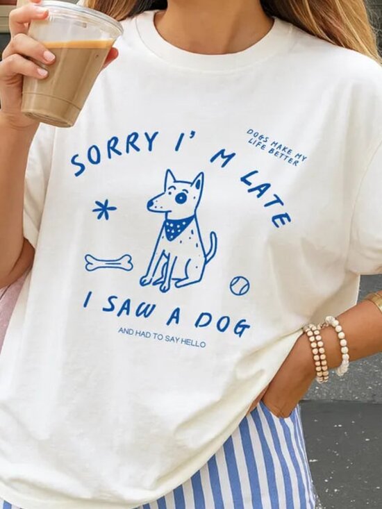 Tops - Funny Dog Lover Tee, Dog Shirt, I Saw A Dog Shirt